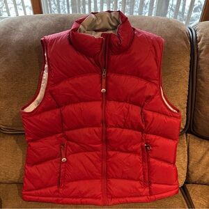 LL Bean Goose Down Vest Women’s Full Zip Insulated Puffer Vest Red Size XL
